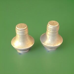 Pair of Small Vintage Salt & Pepper Shakers-Aluminum-2" Tall -MCM Collectible